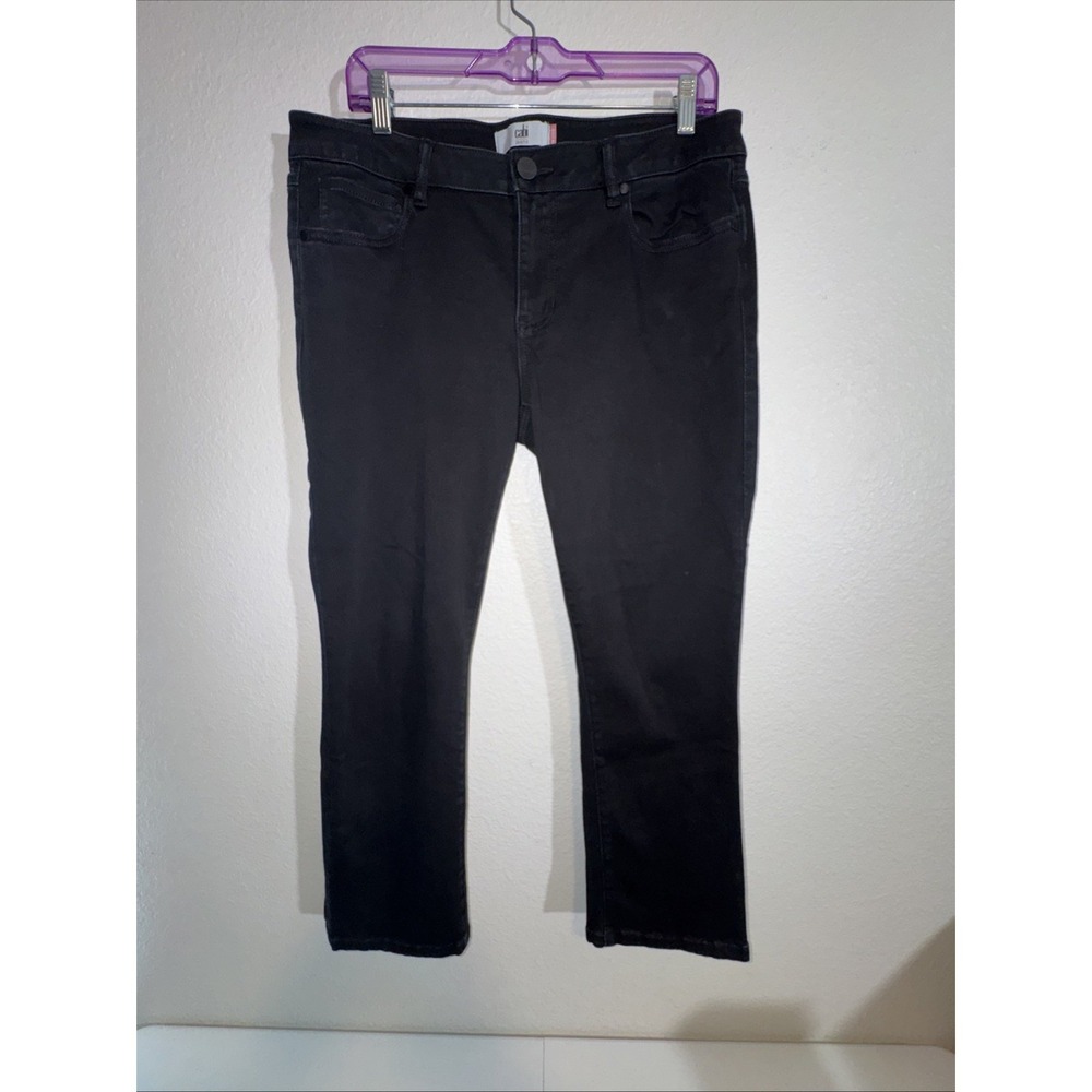 💋 Cabi Black Jeans Women' Size  12 Stretch Straight Leg Ankle Crop Goth‎